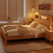 政府补贴馨佰利实木床1米8双人床原木风1.5米单人床架出租房家具