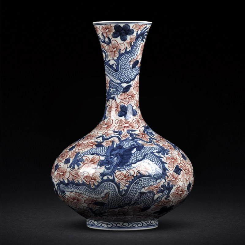 景德镇陶瓷器手绘花瓶摆件中式客厅仿古收藏青花瓷插花酒柜装饰品,家居饰品,花瓶,淘宝优惠券,粉丝福利购,淘宝优惠卷