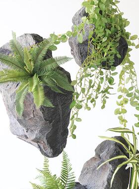 仿真pu泡沫石头悬挂室内景观仿真石头墙定制悬浮假山创意雕塑摆件