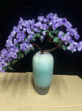 紫水晶招财树摇钱树家居装饰品客厅创意开业礼品电视柜发财树摆件