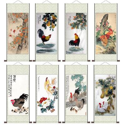 大公鸡画富贵如意吉祥大吉鸡图国画雄鸡图金鸡报晓卷轴挂画生肖画