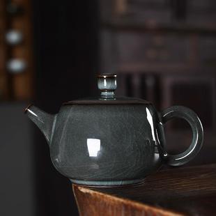 龙泉茶壶单壶功夫茶具手工青瓷铁胎冰裂陶瓷仿古过滤泡茶室内家用
