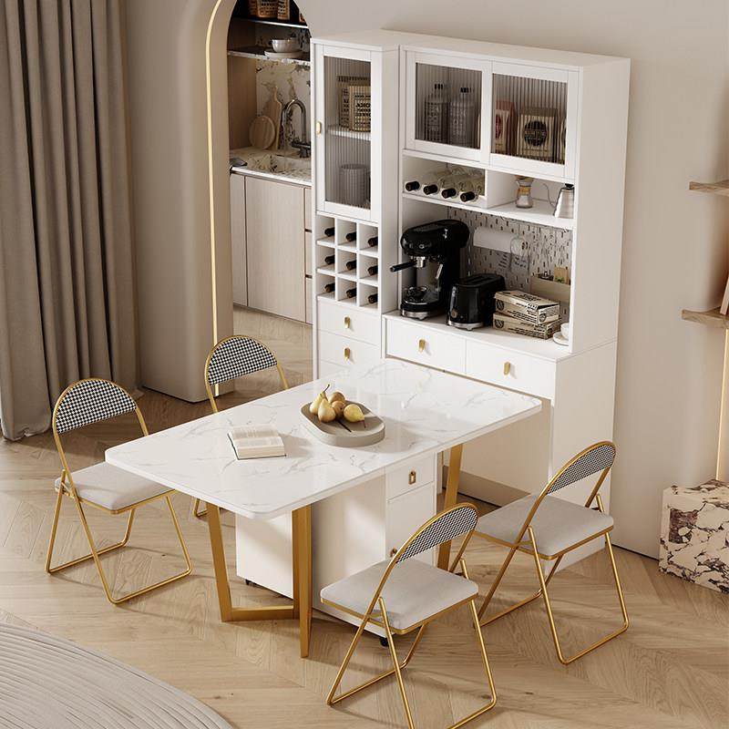 轻奢亮光岩板折叠餐桌家用小户型伸缩餐桌椅组合长方形可移动饭桌,住宅家具,岩板餐桌,淘宝优惠券,粉丝福利购,淘宝优惠卷