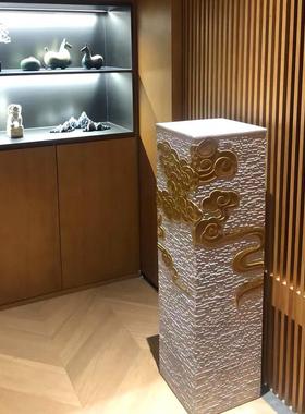 梦古金色祥云柱中式展示柱家居茶室玄关客厅庭院仿古落地装饰摆件