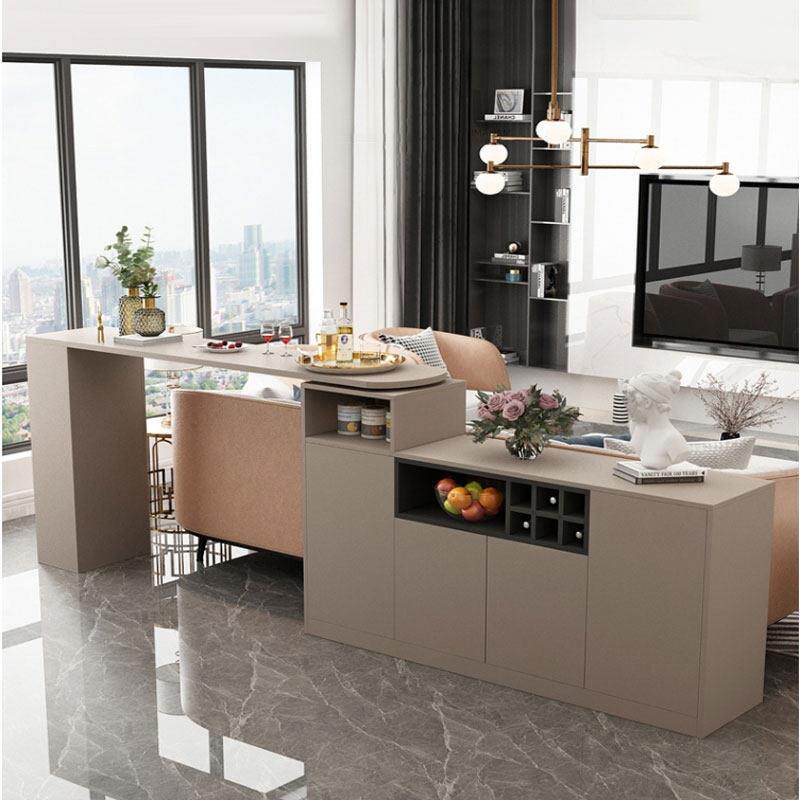 简约旋转吧台桌餐边柜一体靠墙多功能导台酒柜现代沙发背柜隔断柜