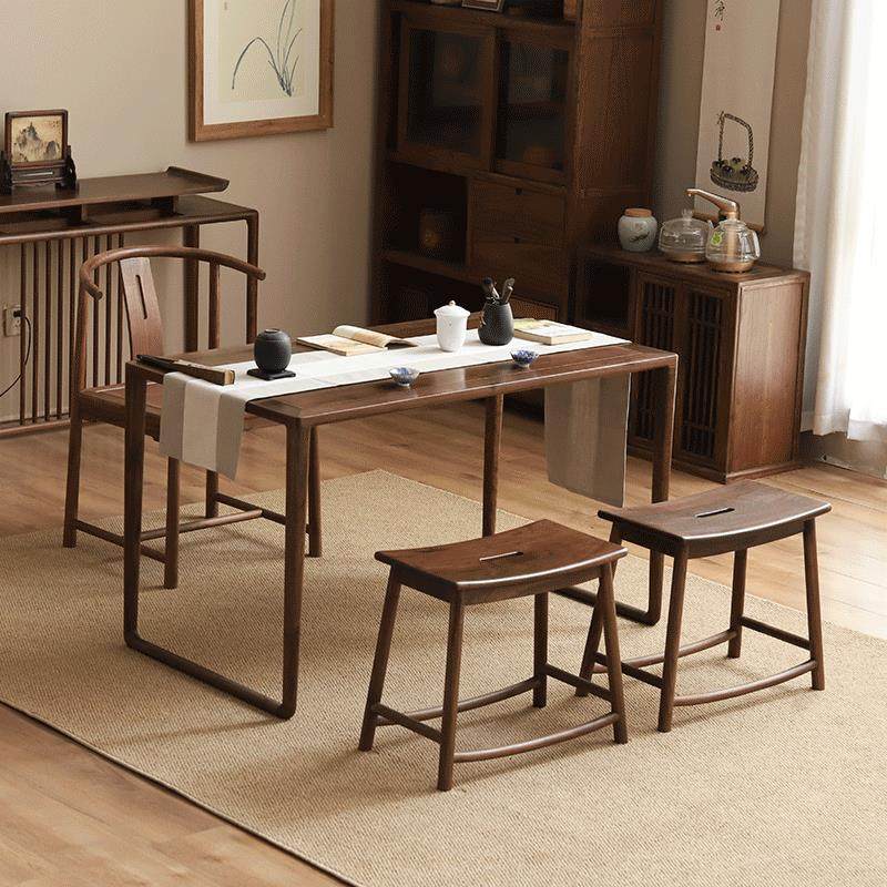 黑胡桃木新中式阳台茶桌椅组合2024新款家用小茶桌小户型实木茶台