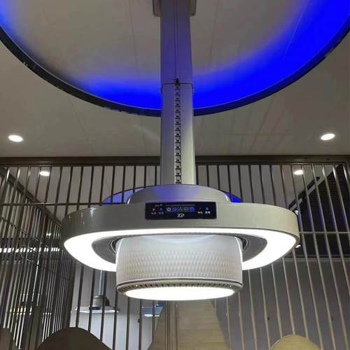 棋牌室吸烟灯空气净化器静音家用升降排烟灯麻将馆抽排烟净化灯