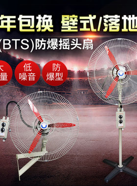 防爆摇头扇FB落地式220v三防交流工业风机调速380v强力牛角扇壁挂