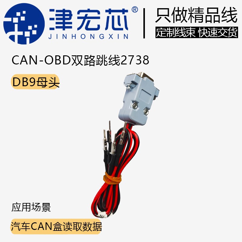汽车CAN盒跳线  OBD双路跳线 转DB9母头 OBD端子  针脚2738 定制