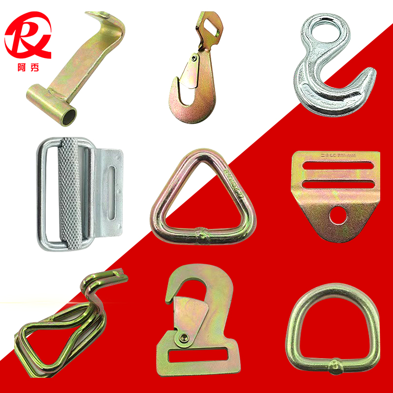 捆绑带钩子钮转钩货物紧绳器挂钩E字扣日字扣三角环D形环单丁钩