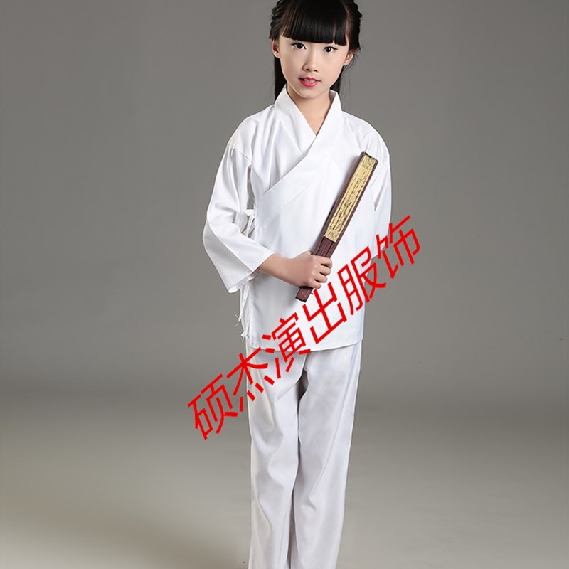 古装汉服男女儿童中衣打底内衬白色贡缎古代内衣睡衣套装表演出服