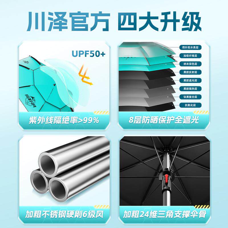 川泽2025新款钓鱼伞万向遮阳伞户外露营伞新型拐杖伞加厚防雨抗风