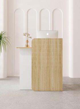 收银柜台店铺小型网红美容柜台前台桌子吧台烤漆弧形现代简约接待