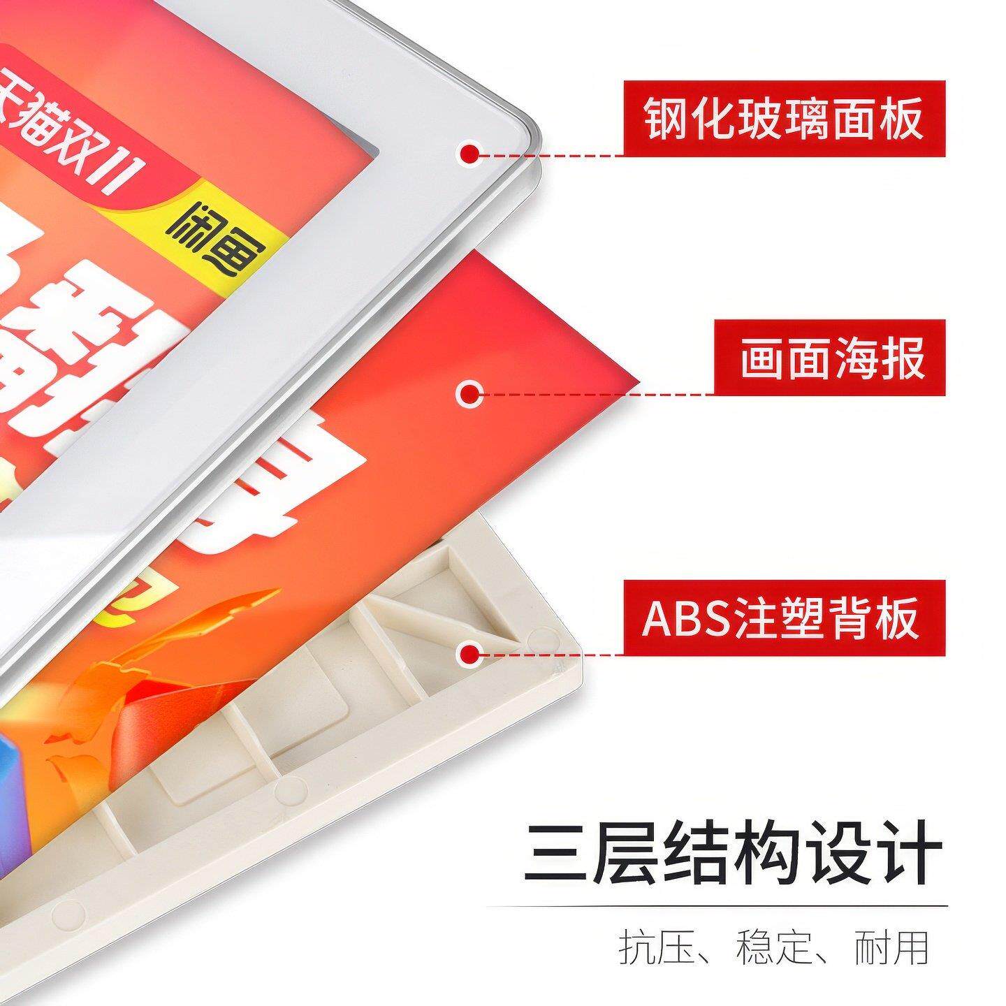 分众电梯广告框架海报框磁吸圆角展示框铝合金钢化玻璃广告牌挂墙