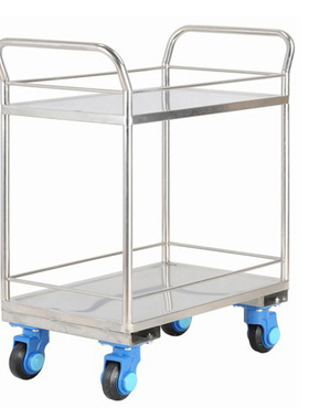 US/ST150-T2 304不锈钢双扶手 双层静音手推车拉货车周转车搬运车