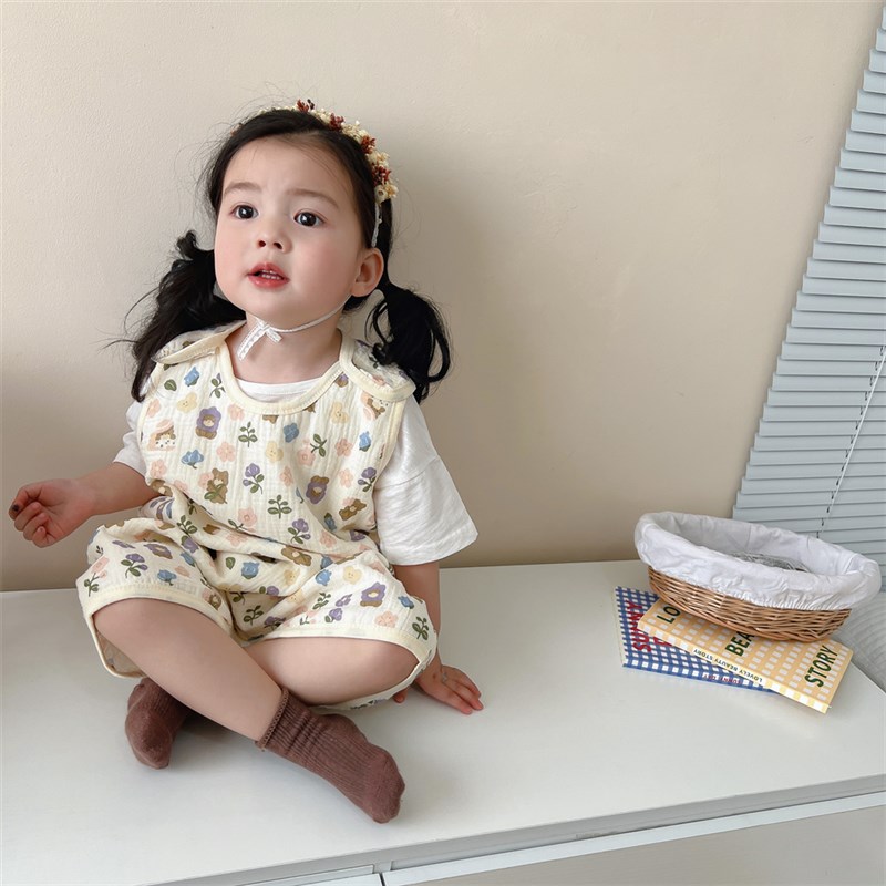 夏季宝宝睡衣婴儿薄款家居服连体衣儿童睡袍护肚防踢被男女孩睡裙