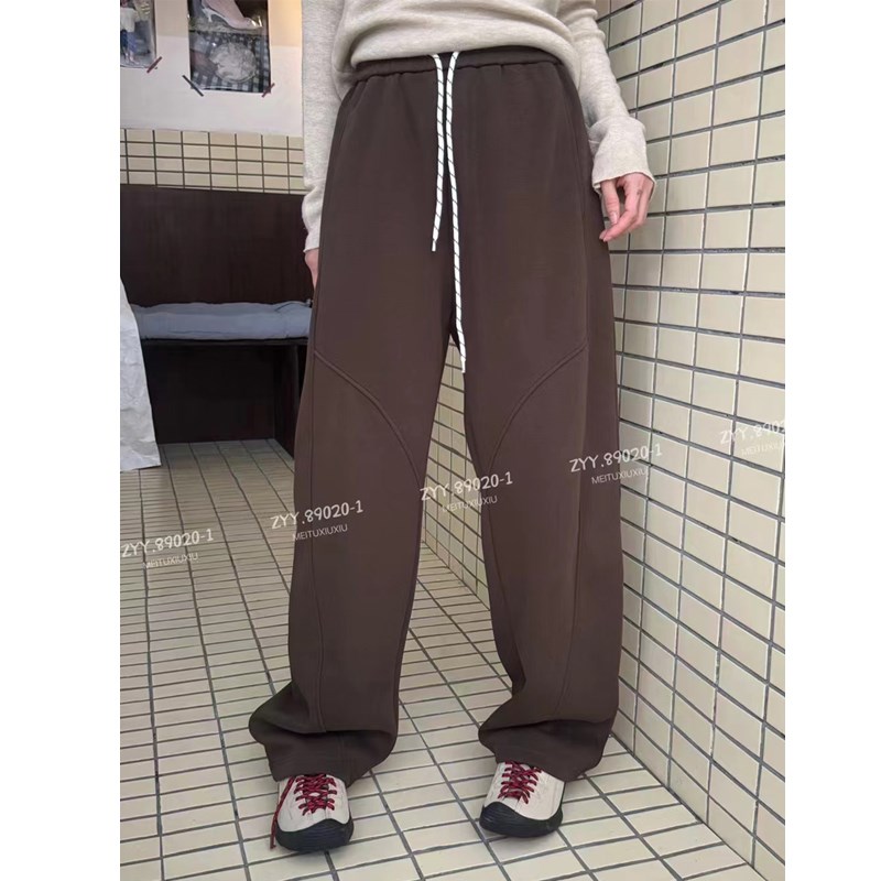 桐桐佳~冬厚料高弹香蕉裤女宽松窄版阔腿裤时尚弯刀裤自由鱼89020