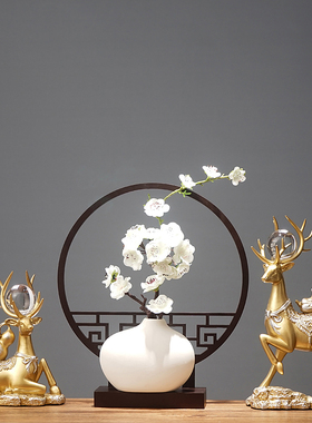 新中式电视柜禅意家居客厅创意玄关酒柜花瓶摆件玄关屏风装饰品