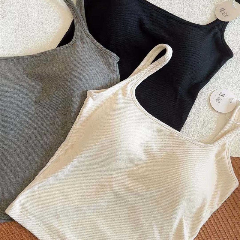 62650秋冬珍珠蛋白一体打底吊带女磨毛背心舒适修身显瘦内搭上衣