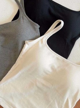 62650秋冬珍珠蛋白一体打底吊带女磨毛背心舒适修身显瘦内搭上衣