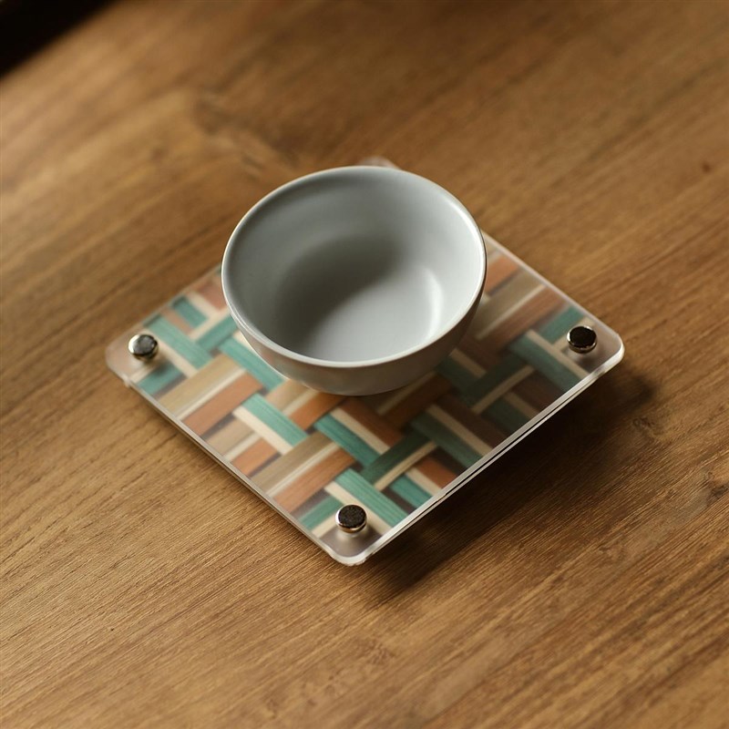 篾匠姑娘亚克力非遗竹编杯垫diy材料包创意中式隔热敦煌配色复古