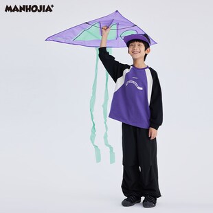 漫画家童装24秋新款防水锦氨方格伞兵工装裤女童男童大童裤子儿童