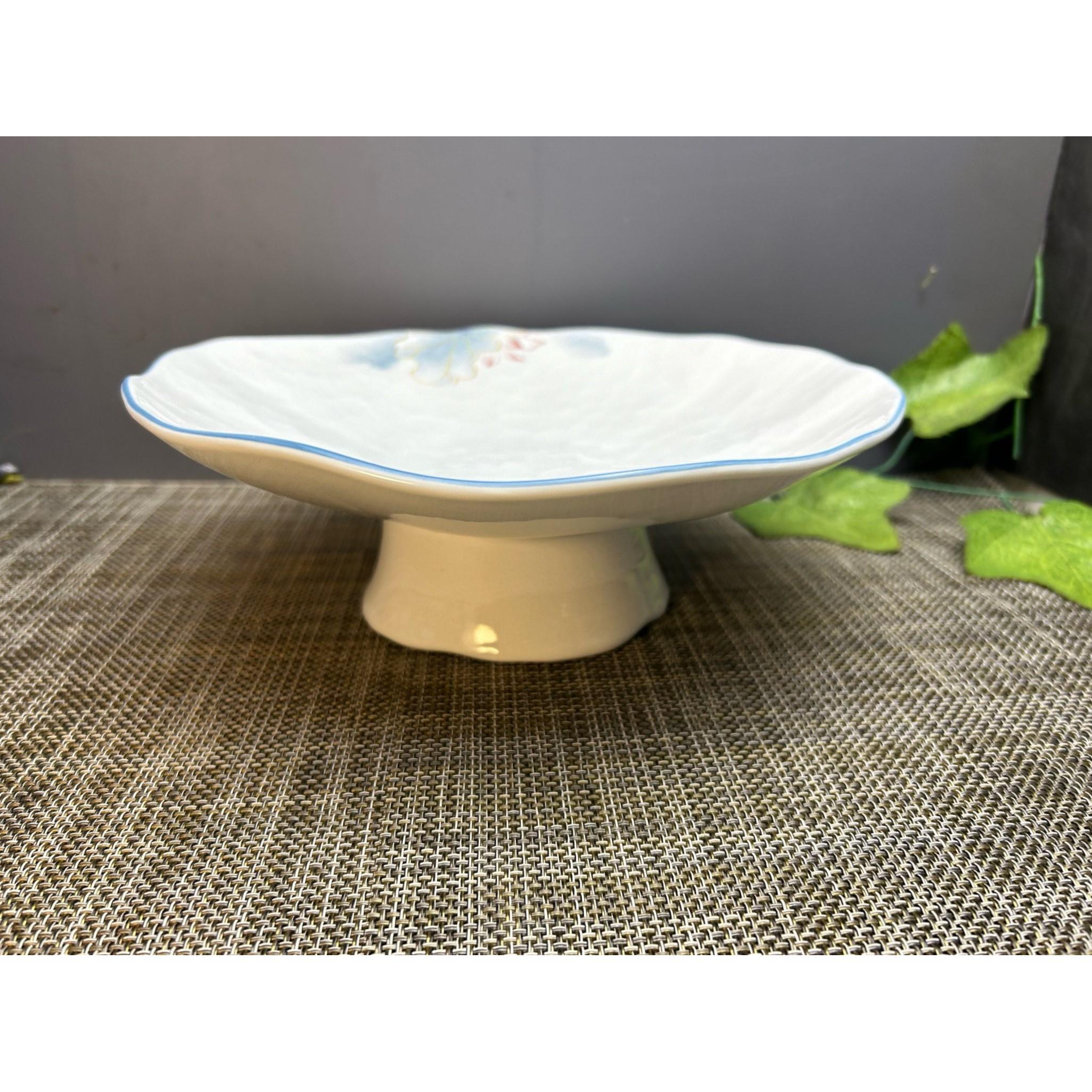 简约中式糕点盘高足精致茶点盘高脚点心盘家用干果碟凉菜盘冷菜盘