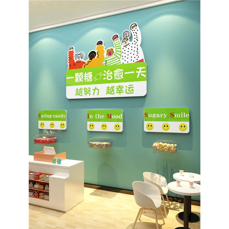 糖果办公室墙面装饰企业文化公司茶水间背景布置纸心情能量补给站