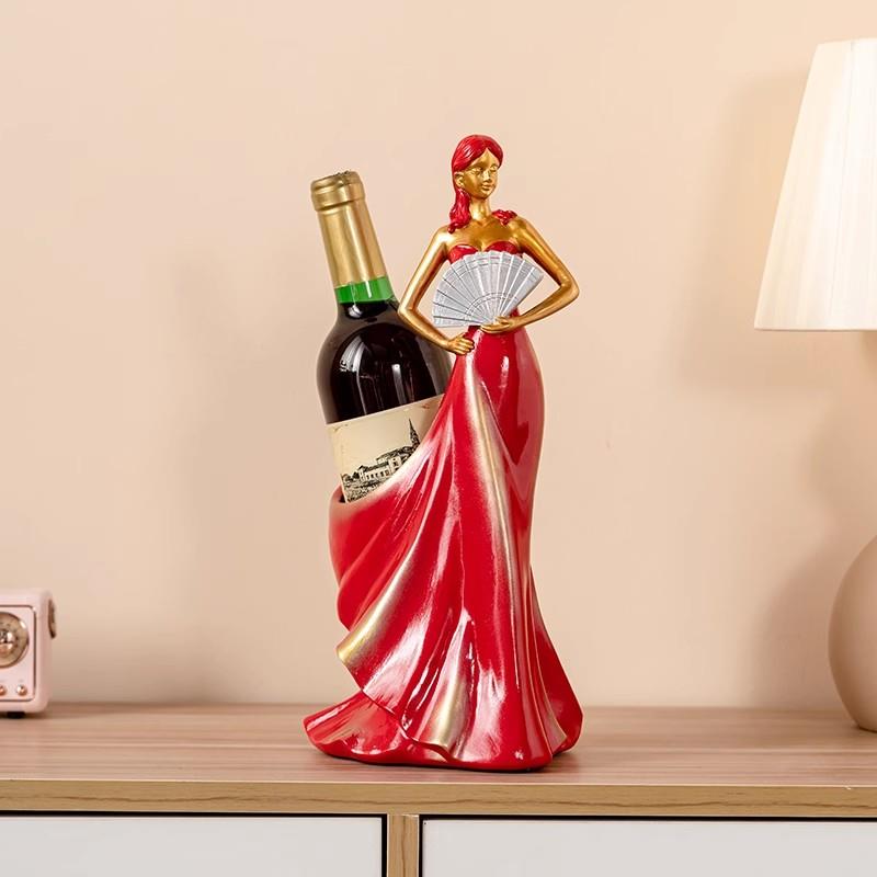 创意美女红酒架摆件酒柜装饰品欧式葡萄酒架现代简约客厅乔迁礼物