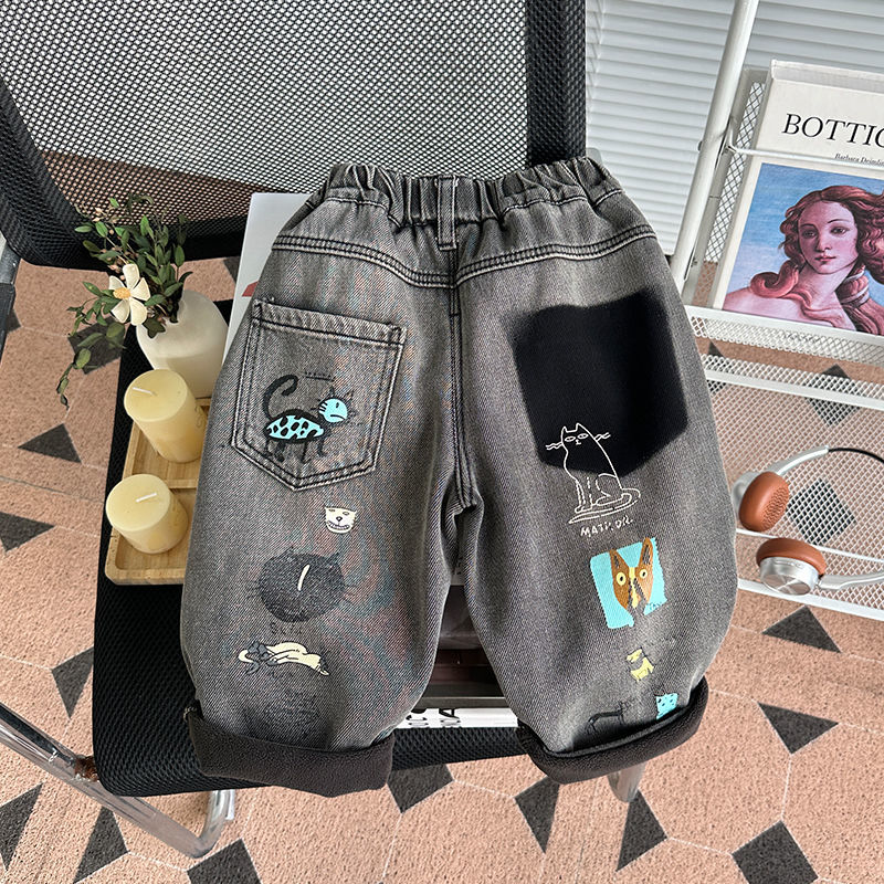 男童加绒裤子儿童一体绒牛仔裤秋冬款2025新款宝宝冬季加厚长裤冬