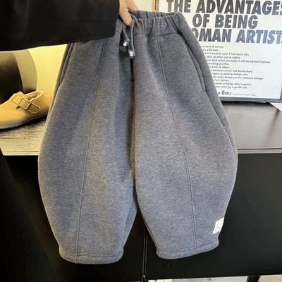 男童加绒卫裤秋冬装2025新款儿童一体绒加厚休闲长裤宝宝冬天裤子