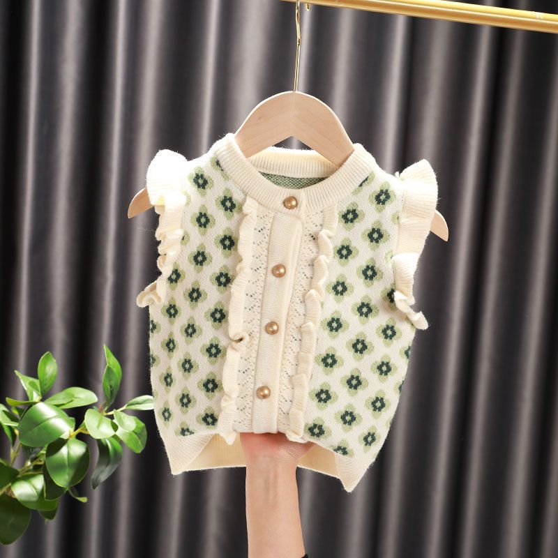 2025女童毛衣开衫背心宝宝小香风马甲中小童开扣针织衫