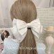 雪国精灵 优雅缎面大蝴蝶结发夹弹簧夹女白色发饰公主气质头饰
