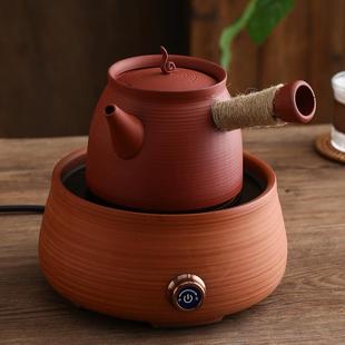 潮汕工夫茶炉砂铫烧水壶侧把急须煮茶壶电陶炉红泥跳盖碳炉煮茶器
