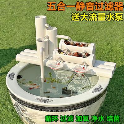 小瓷鱼缸过滤器净水循环多合一免换水系统全自动养鱼池净化加氧泵