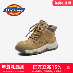 dickies儿童雪地靴2026新款冬季男女童保暖棉鞋加绒加厚马丁靴子