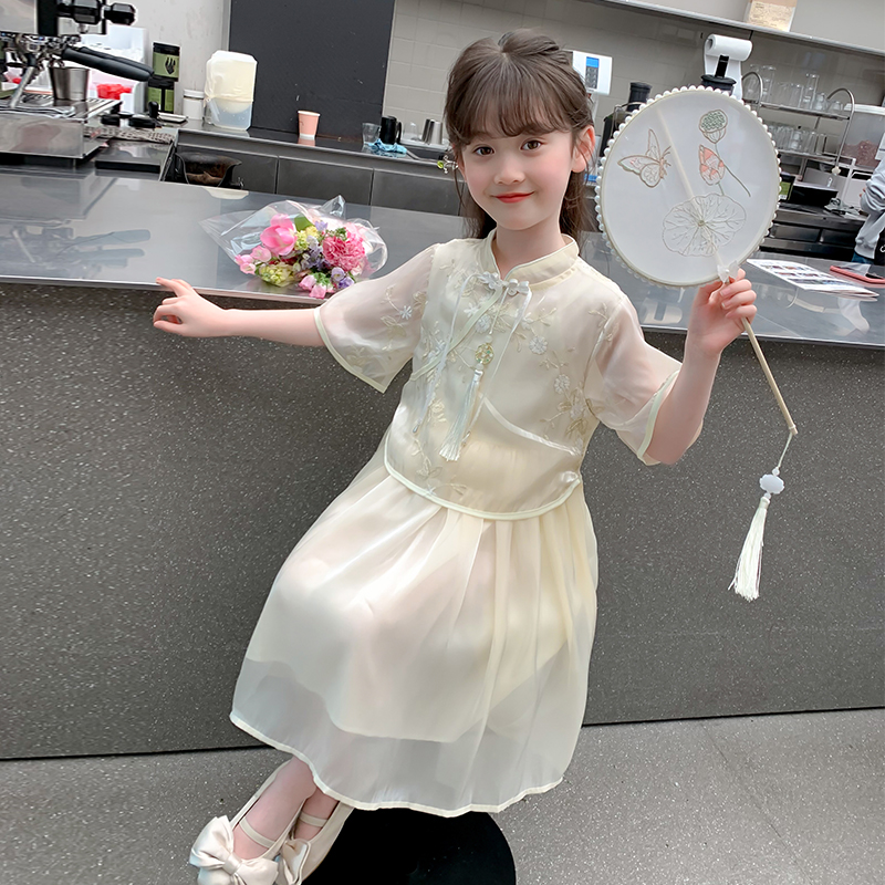 女童连衣裙2024新款夏季儿童汉服国风洋气公主裙夏装女孩网红裙子