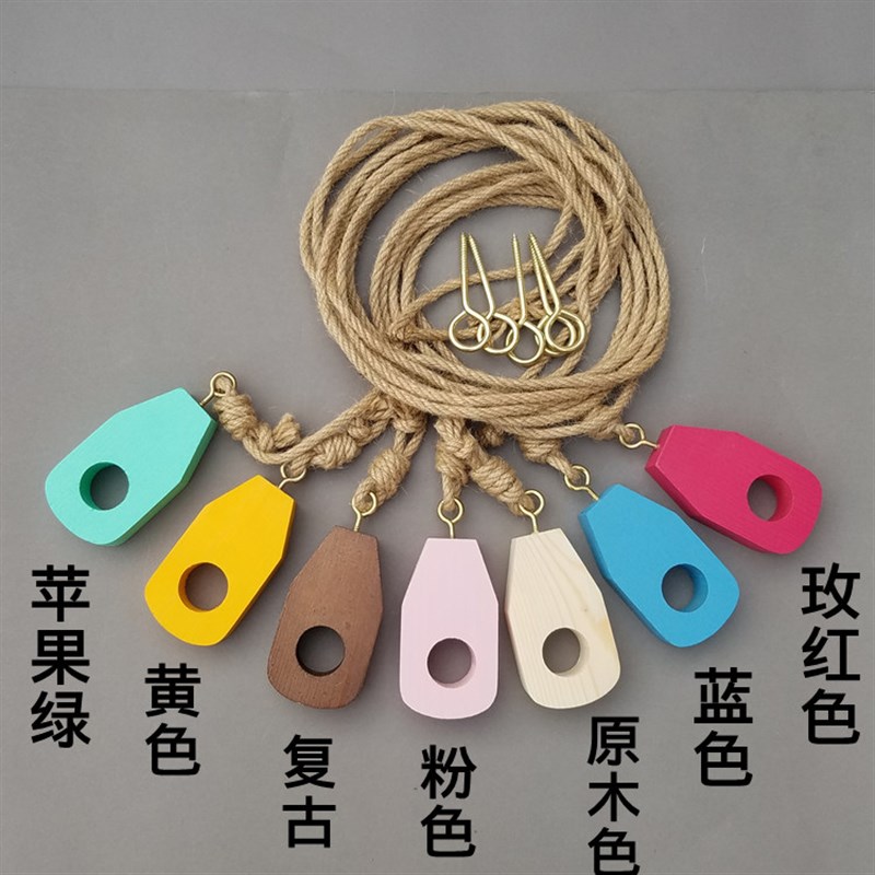 服装店吊环麻绳衣架展示架上墙店铺装修吊挂实木复古做旧吊架新款