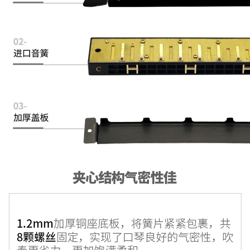 奇美口琴初学者高级成人儿童24孔专业复音c调口风琴入门自学乐器