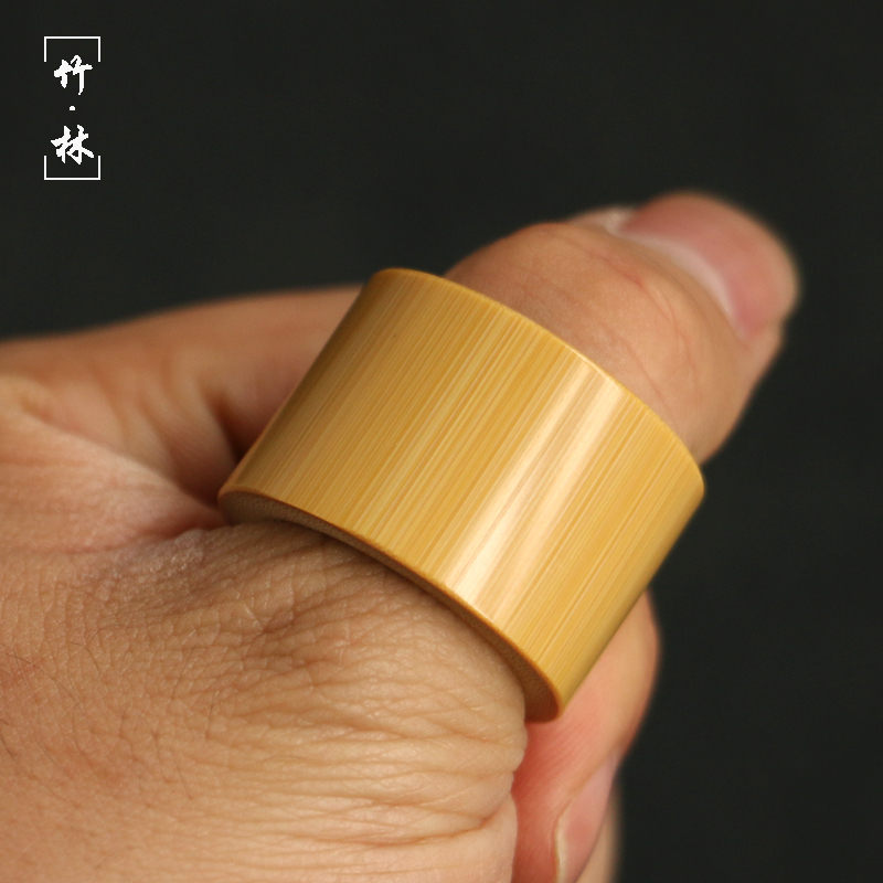 精工纯手工双面精磨老玉竹扳指文玩男女款竹制戒指小手把件竹圈环
