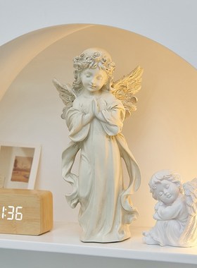 石膏摆件小天使钥匙托盘玄关收纳欧式客厅装饰雕塑进门置物架美式
