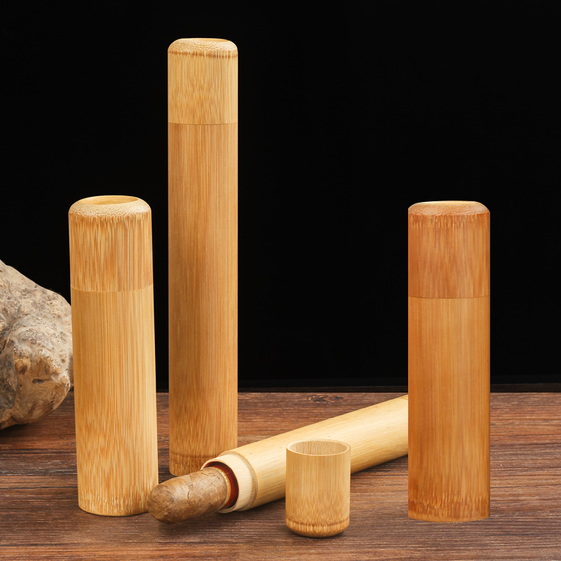 炭化竹筒雪茄管便携保湿管旅行密封防潮配件竹筒罐小雪茄收纳盒