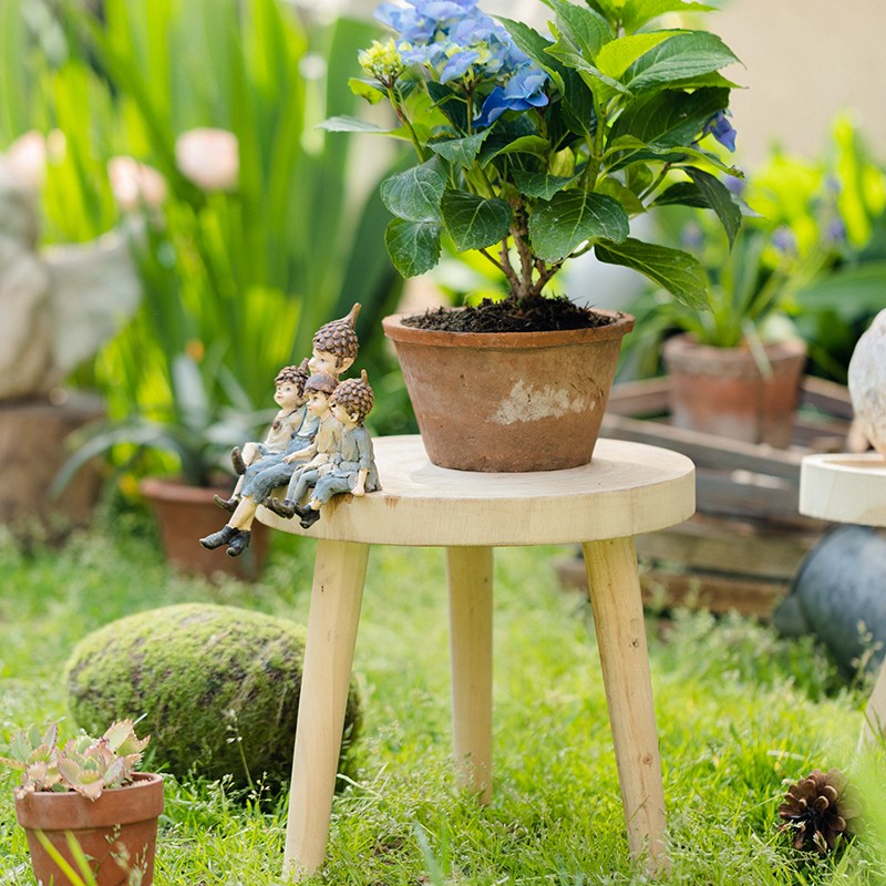 创意小花架花盆置物架支架托架底座托盘小盆栽花凳实木原木风摆件