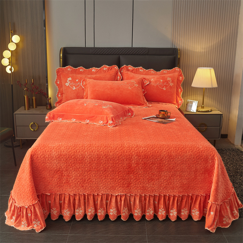 加厚宝宝绒榻榻米床盖单件2023新冬款撸猫感珊瑚绒床单炕盖三件套