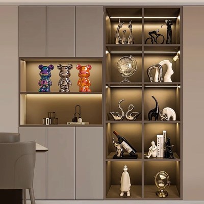 轻奢高档酒柜装饰品摆件套装客厅玄关电视餐边柜展示柜工艺品摆设