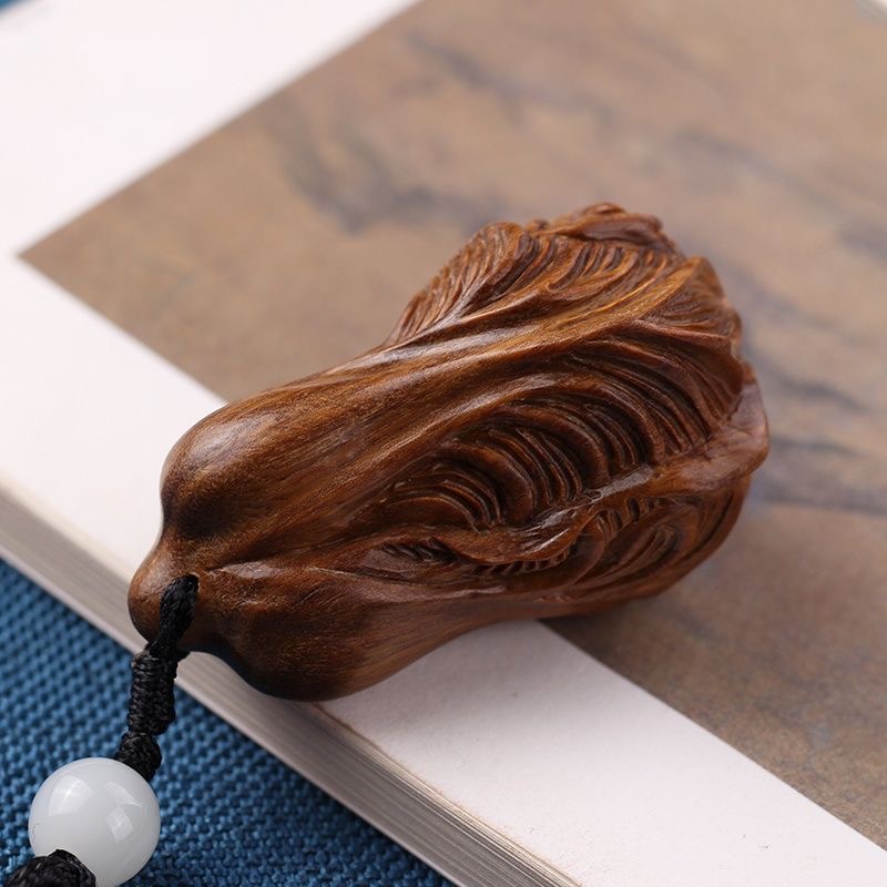 黄花梨手把件木雕刻工艺礼品摆饰随身把玩小摆件实木白菜汽车挂件