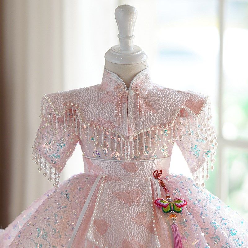 新中式国风童装儿童公主裙礼服主持人演出服女童礼服轻奢小众高端