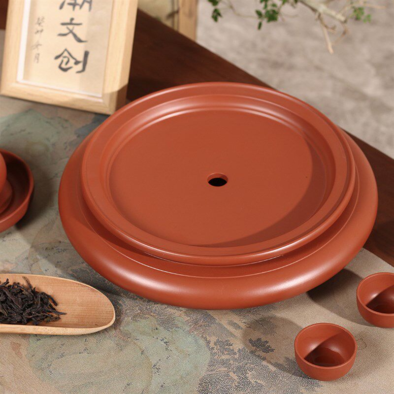 潮州工夫茶盘全手工储水小型扁茶盘圆形家用红茶船壶承潮州直发