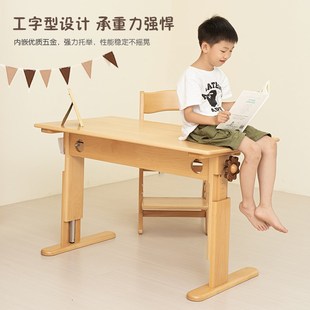 卧室简易实木桌子 儿童学习桌小学生书桌家用升降写字桌椅套装