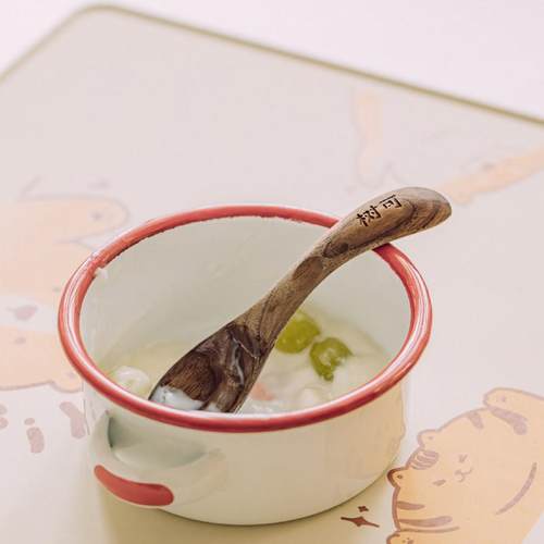 树可黑胡桃木儿童学习勺餐勺宝宝副食品吃饭小勺子可爱汤匙汤匙家